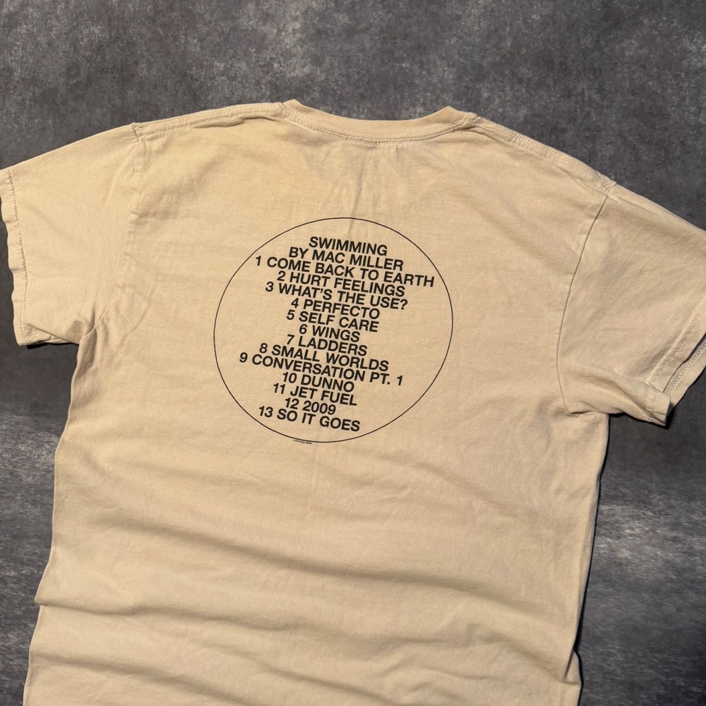Mac Miller Swimming Album Graphic T-Shirt Mens Medium Tan Beige Double Sided - Picture 6 of 9